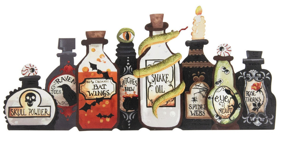 Handpainted Metal Potion Bottles 2' Mantle Display