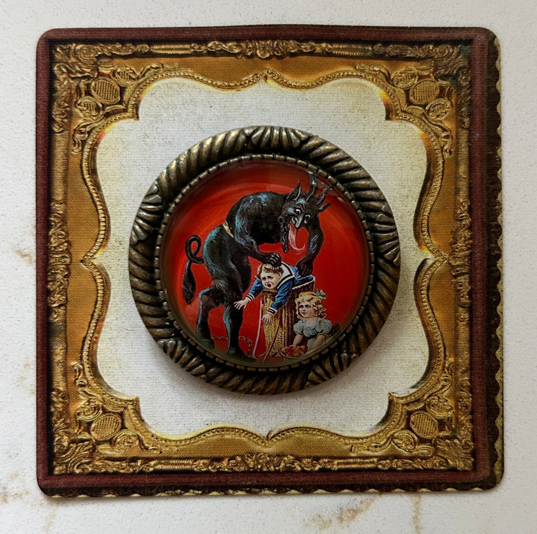 Vintage Cameo Style Krampus Brooch