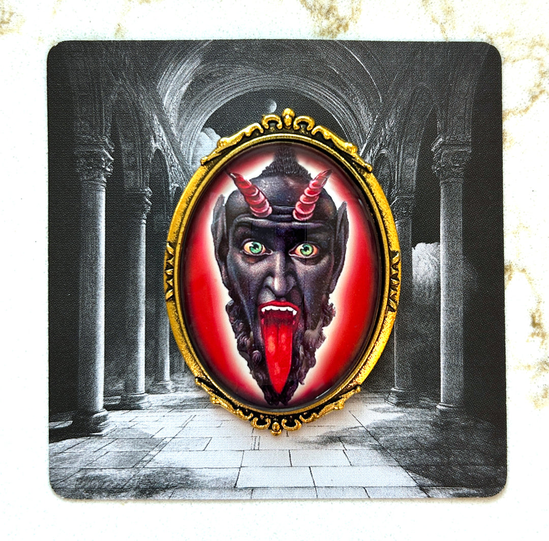 Vintage Cameo Style Krampus Brooch