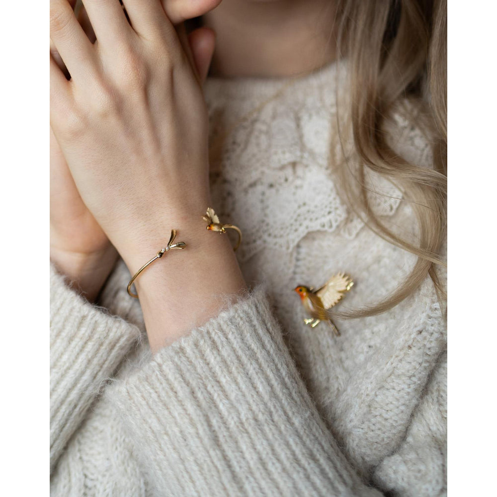 Enamel Flying Robin Brooch by Fable England 1