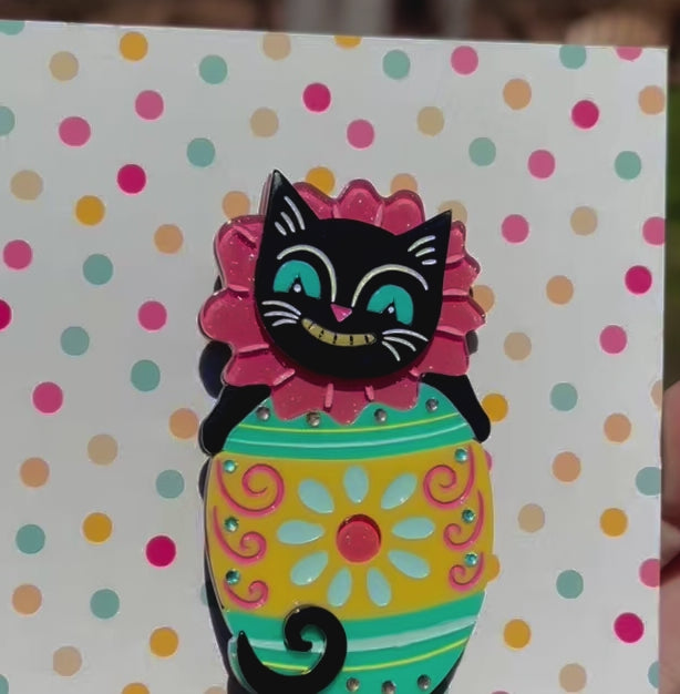 Eggcellent Black Cat Brooch Johanna Parker x Lipstick & Chrome