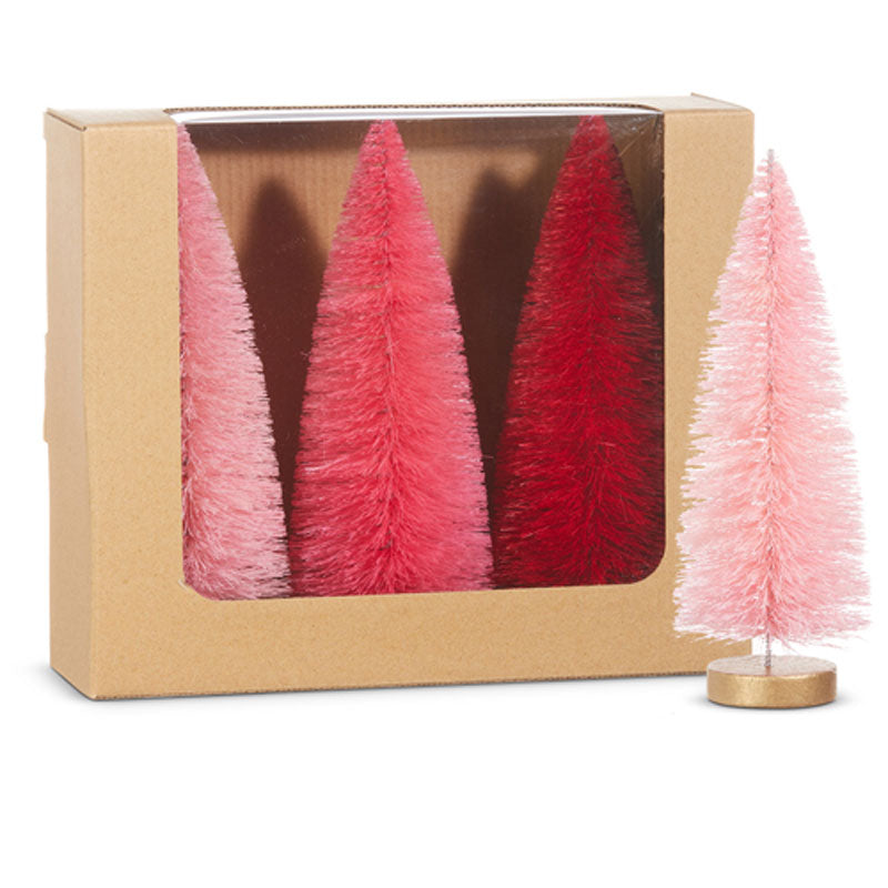 8" Box Of Pink Bottle Brush Trees by Raz Imports image