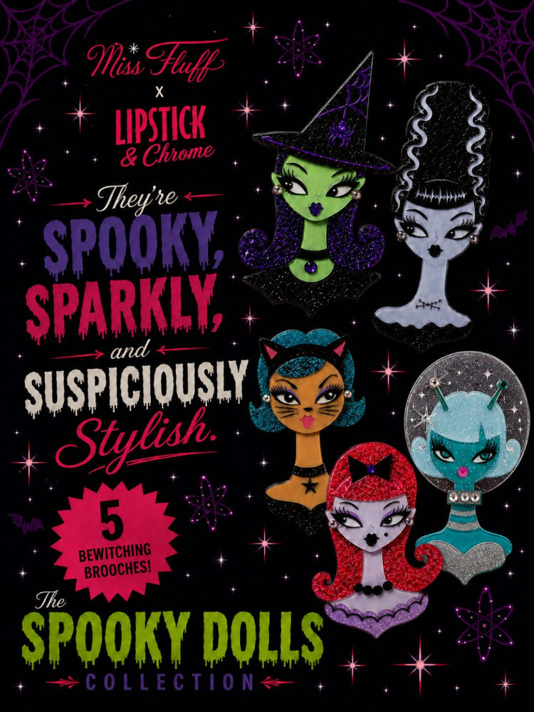 Spooky Doll Squad 5 Piece Brooch Set by Miss Fluff x Lipstick and Chrome