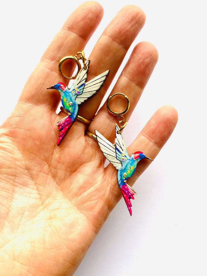 Hummingbird Huggie Hoop Earrings by Rosie Rose Parker