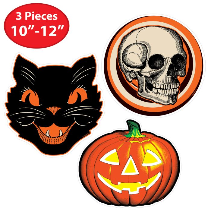 Plastic Vintage Halloween Cutouts Set of 3 by Beistle