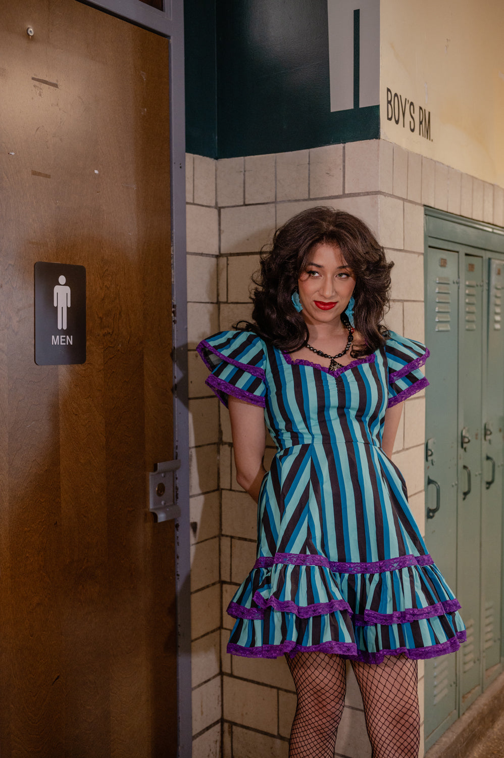 Adelaide Mini Swing Dress in Haunted Stripe