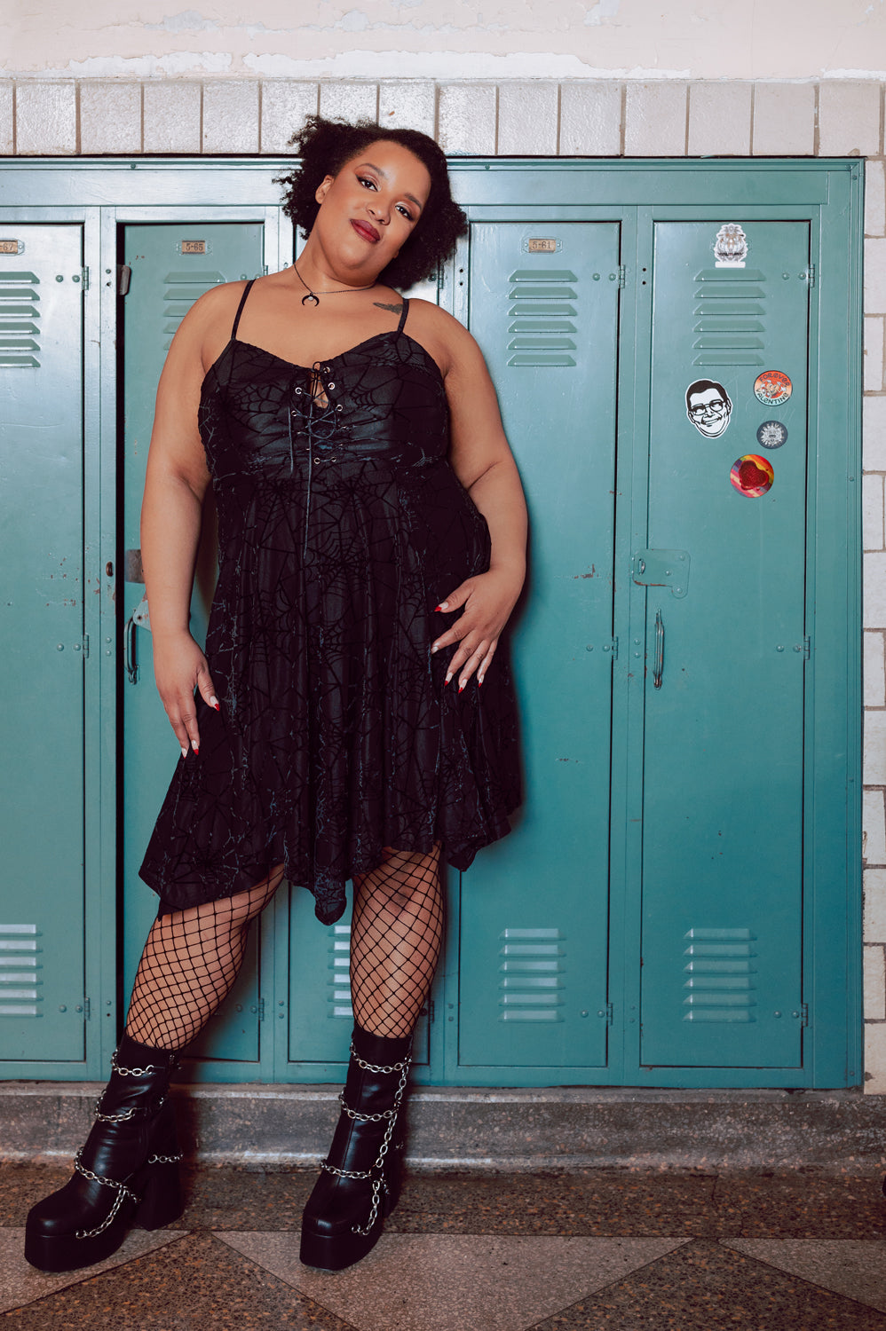 Willow Mini Dress in Black Spiderweb