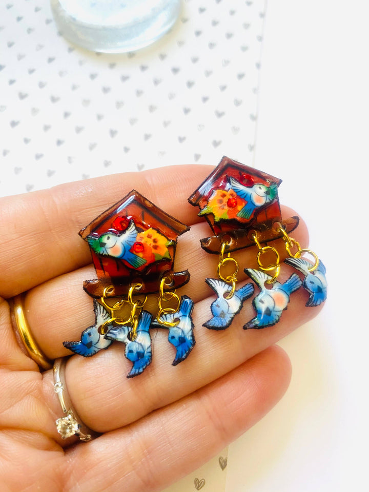 Bird House Earrings by Rosie Rose Parker