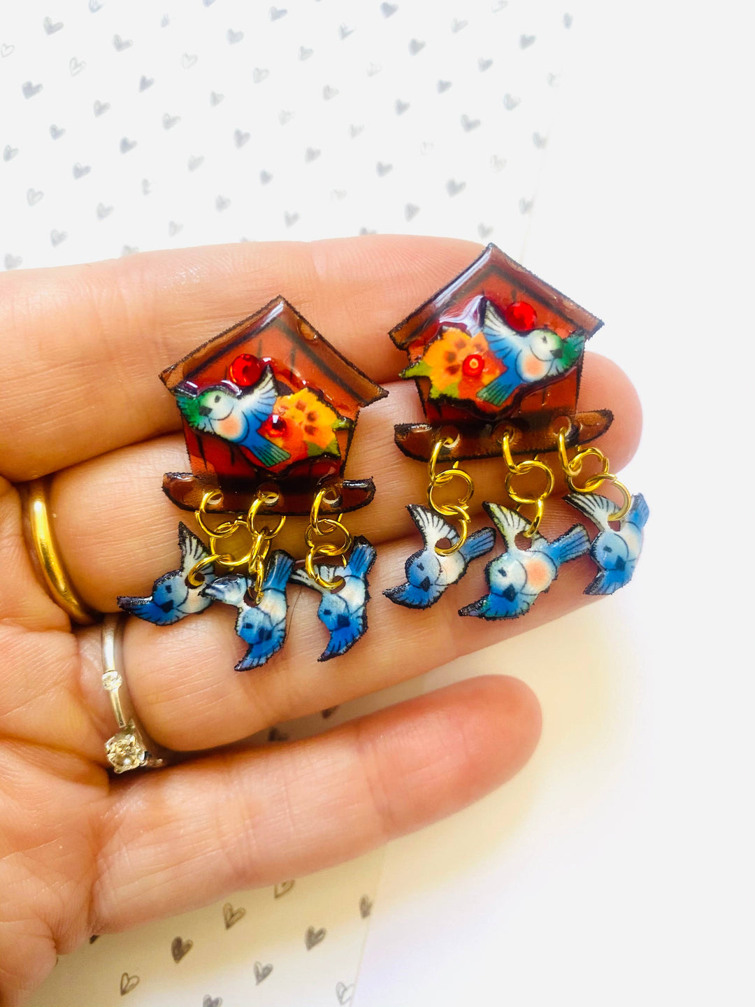 Bird House Earrings by Rosie Rose Parker