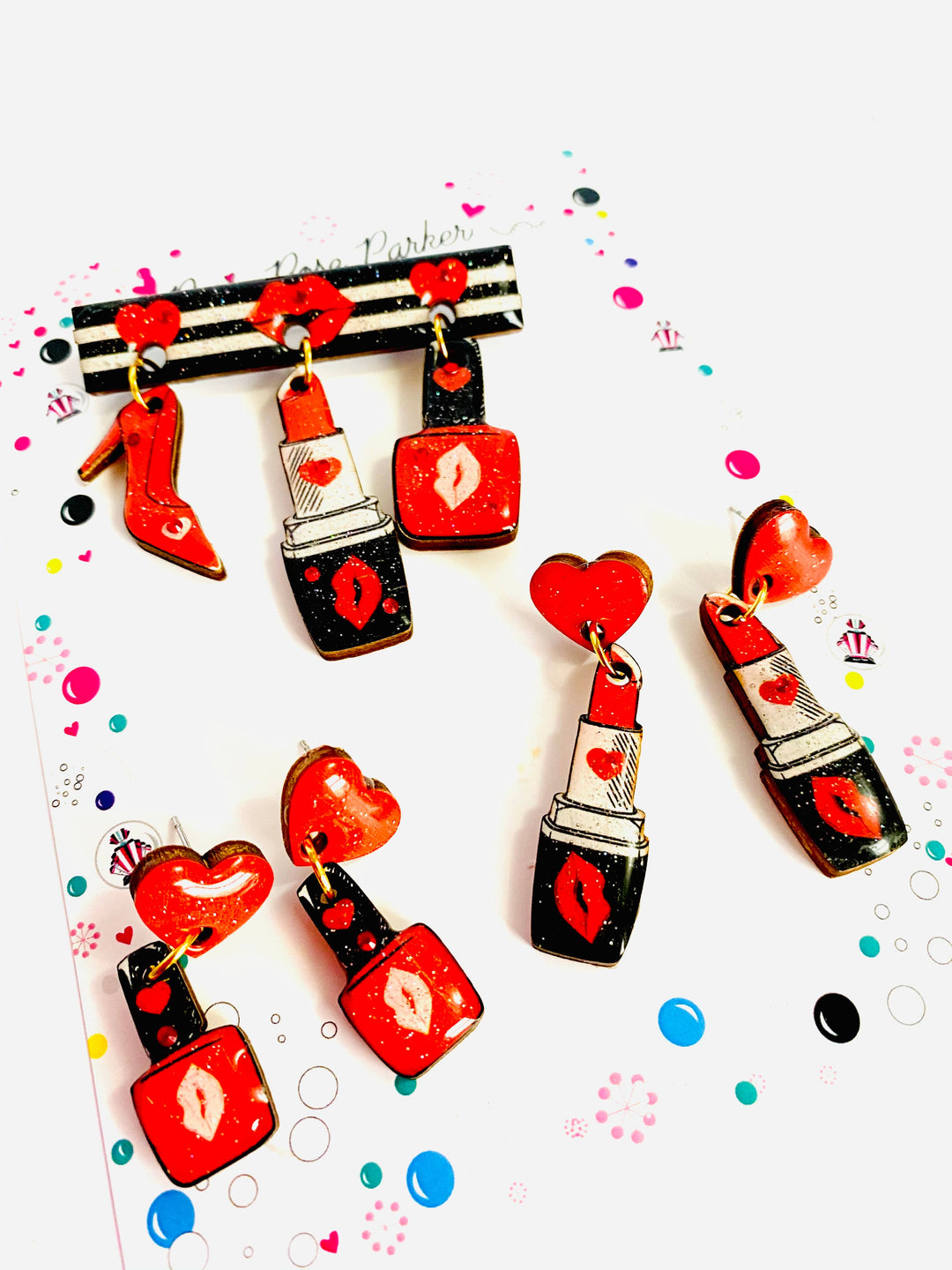 Valentine's Nail Polish Earrings by Rosie Rose Parker