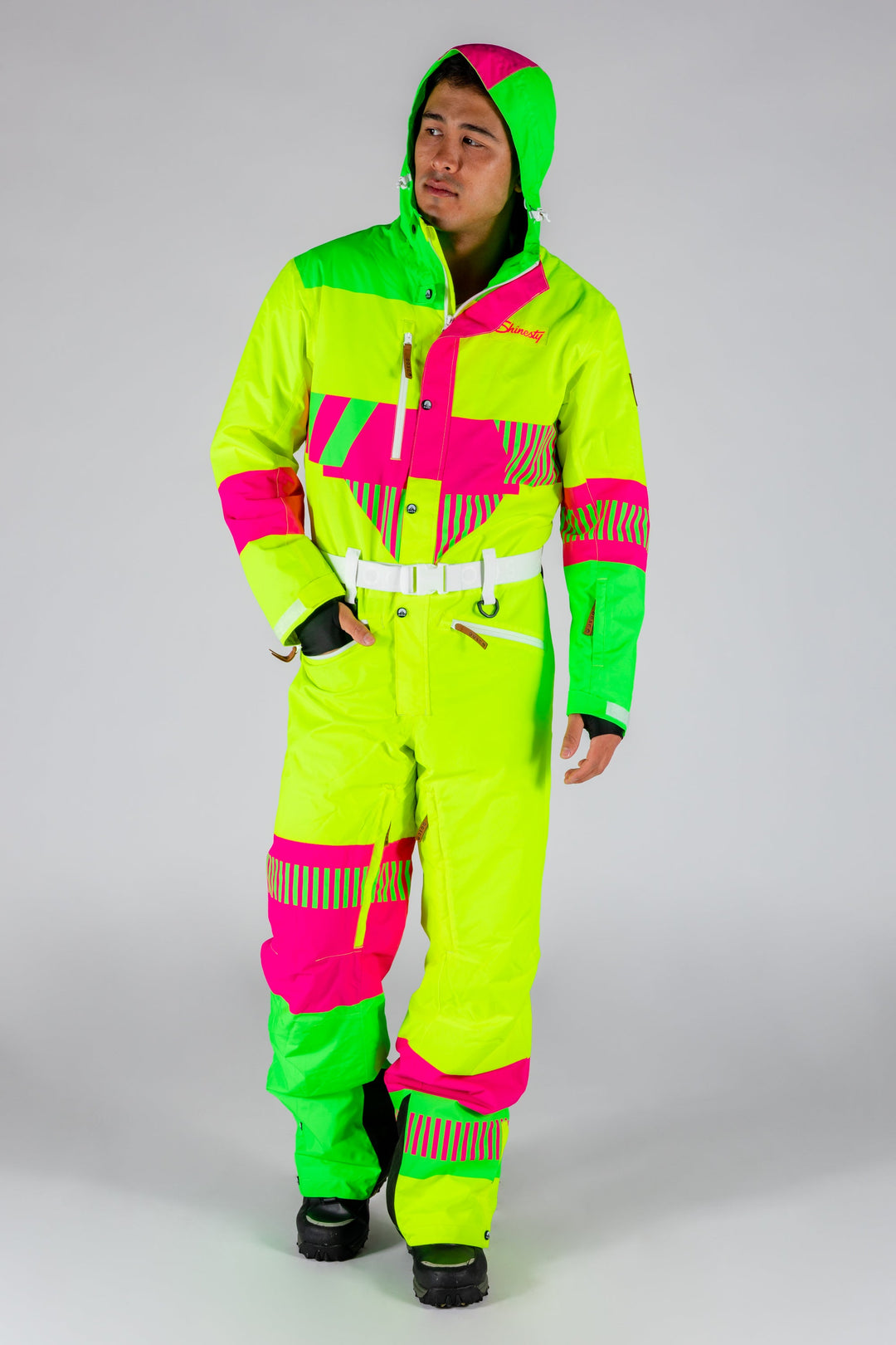 The Cat Track Fever | Mens Neon Yellow Retro Ski Suit