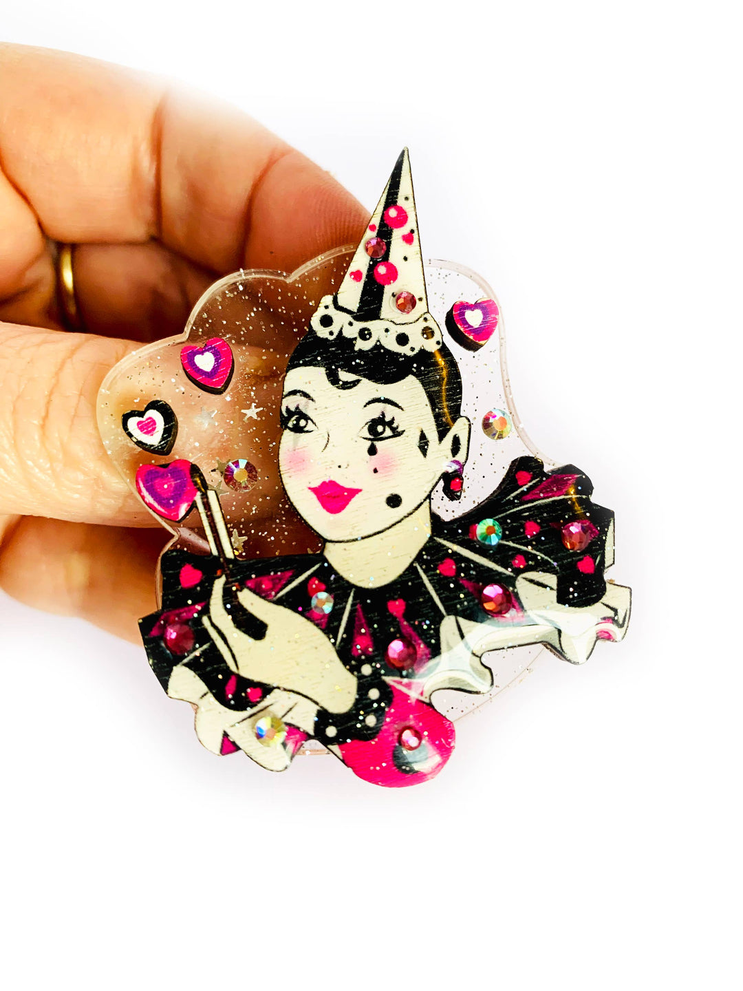 Pierrot Mime Brooch by Rosie Rose Parker