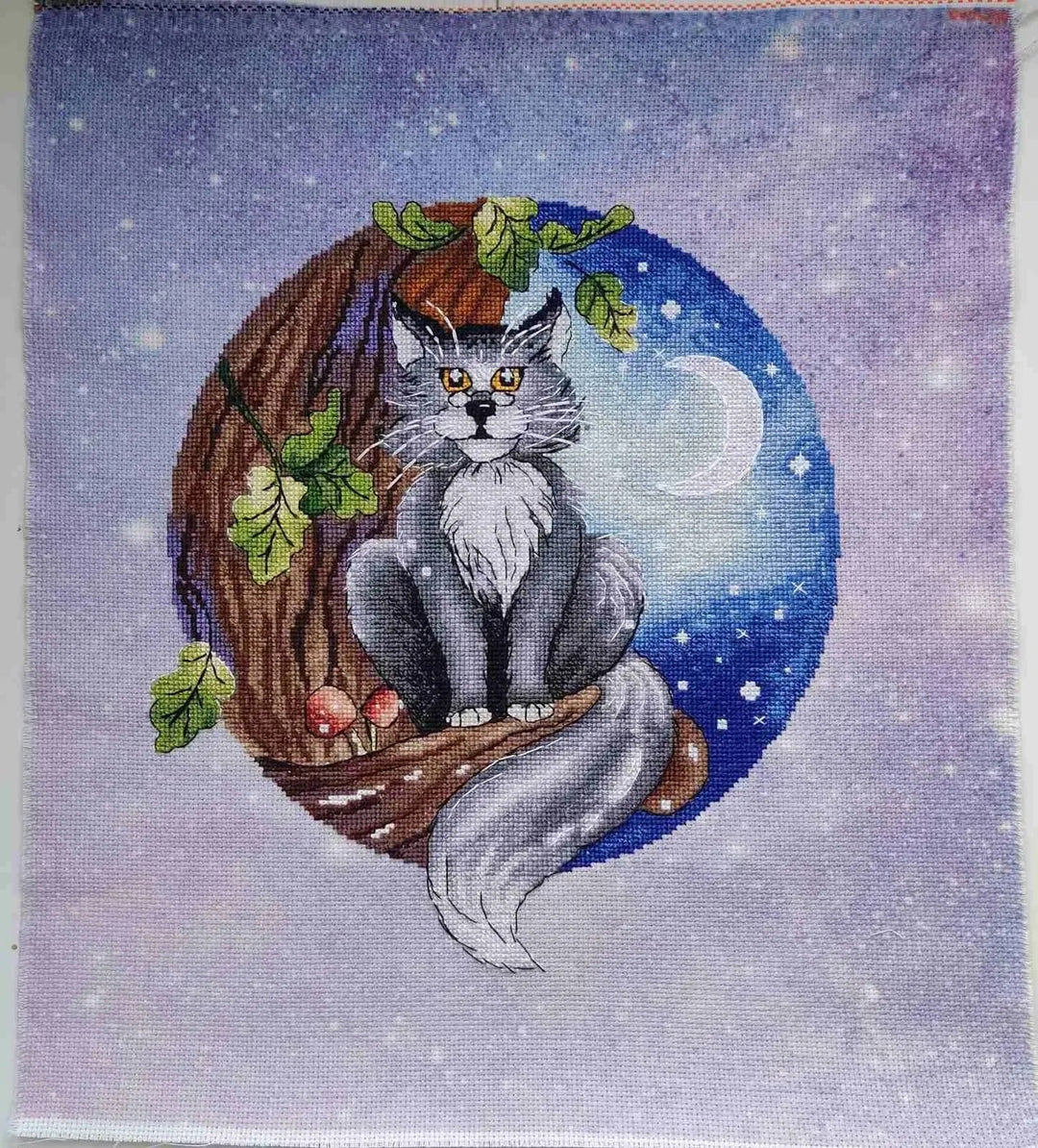 Designer Printed AIDA Fabric. Canvas for embroidery with an applied background KF-1014A