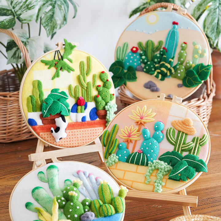 Needle Felting Kit - Desert Cacti. Wizardi DIY Wool Craft Kit F07N8-W436