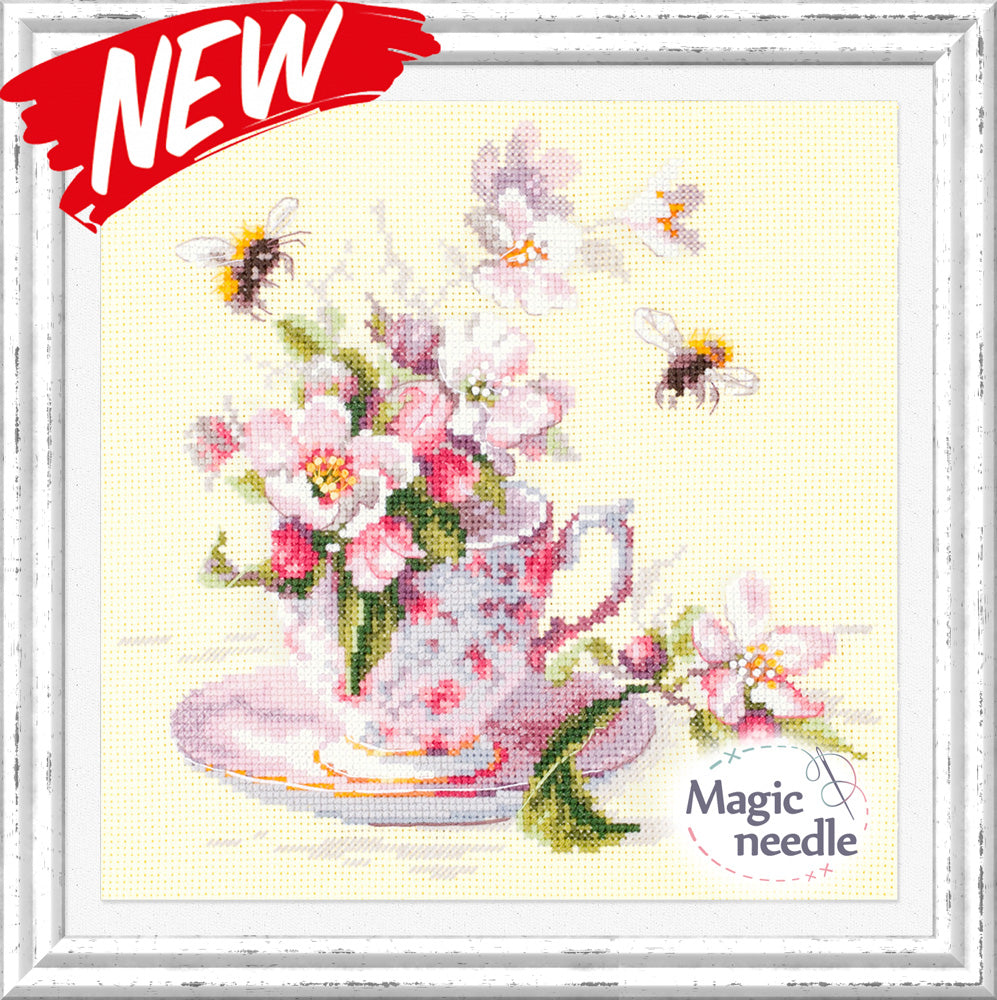 Cup and Apple Blossom 120-041 Counted Cross-Stitch Kit