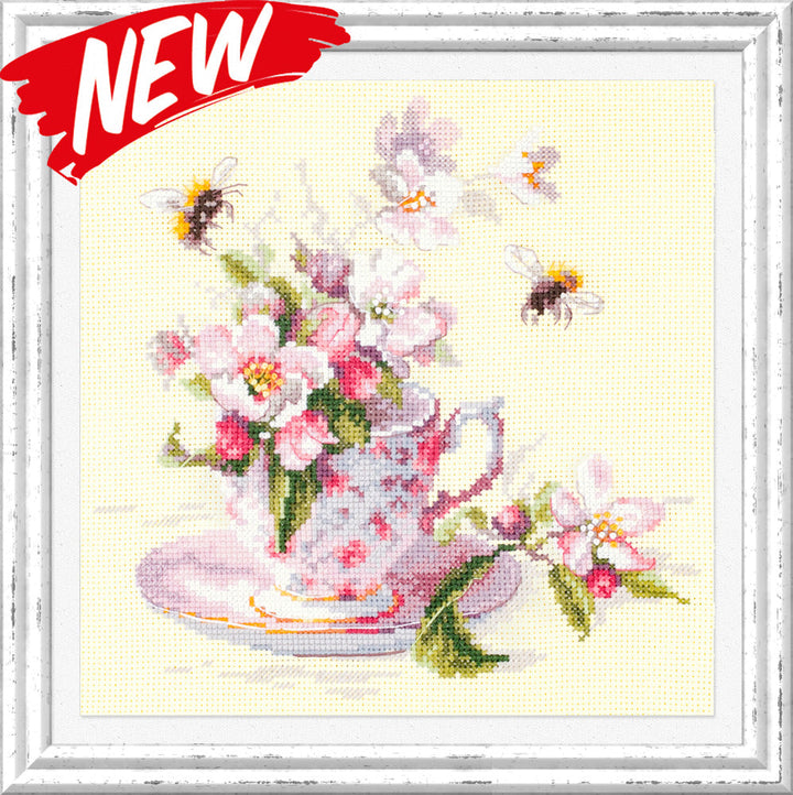Cup and Apple Blossom 120-041 Counted Cross-Stitch Kit