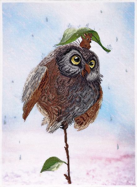 Owl with mouse Counted cross stitch kit 1242A