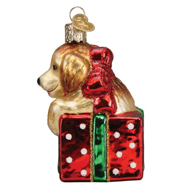 Golden Puppy Surprise Ornament