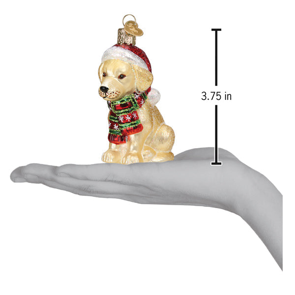 Holiday Yellow Labrador Puppy Ornament
