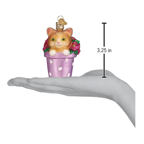 Kitten In Flower Pot Ornament