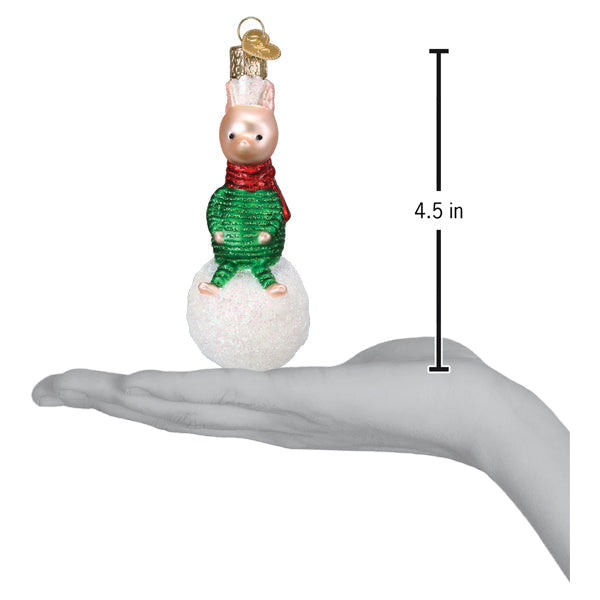 Piglet On Snowball Ornament