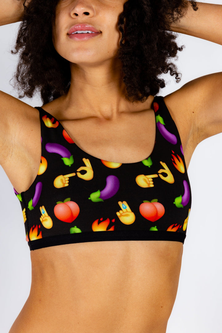 The Emoji After Party | Emoji Patterned Boob Hammock™ Reversible Bralette