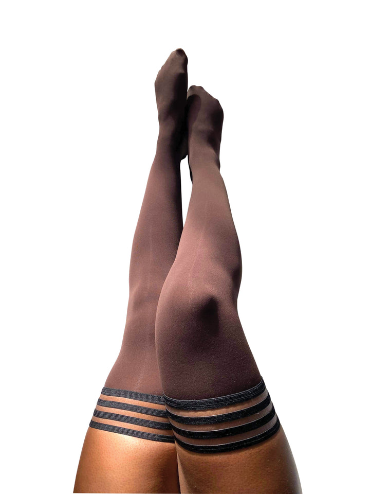 Autumn: Chocolate Opaque Thigh-Highs. Petite to Plus Size