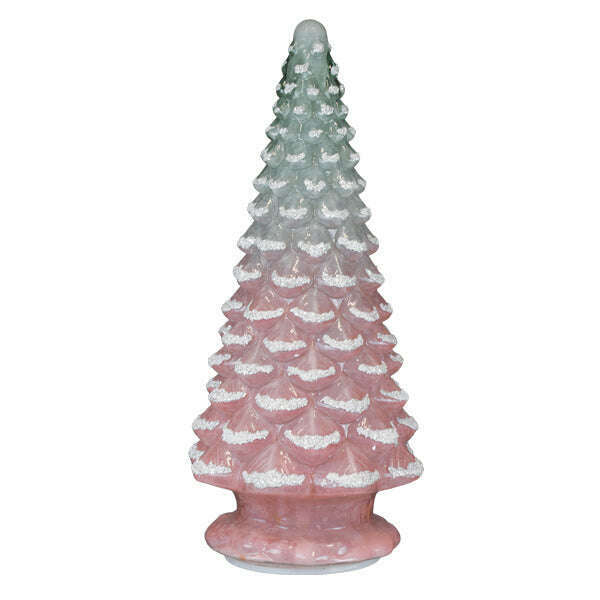 14" Lit Pink Glass Tabletop Tree