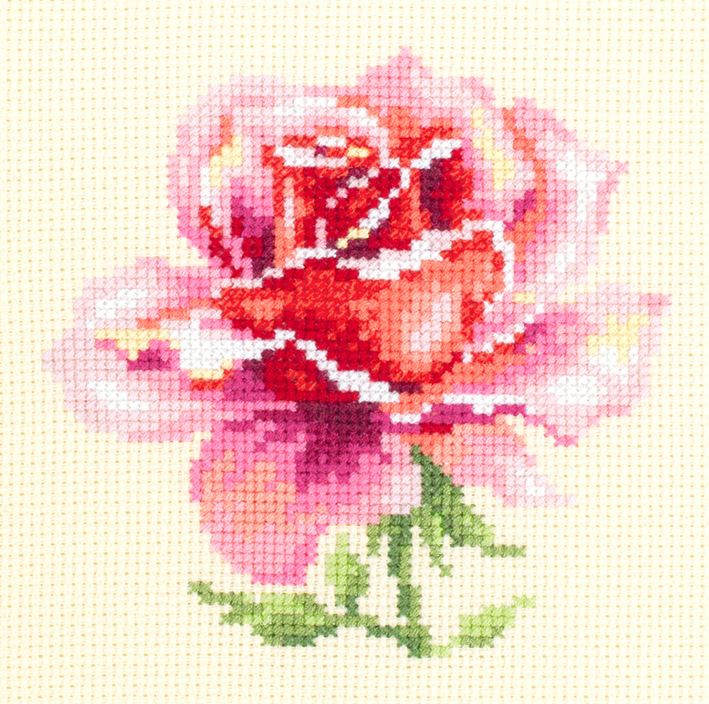 Pink Rose Counted Cross Stitch Kit by Magic Needle 150-002