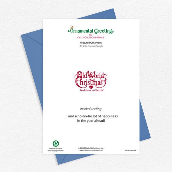 Santa In Sleigh Christmas Card