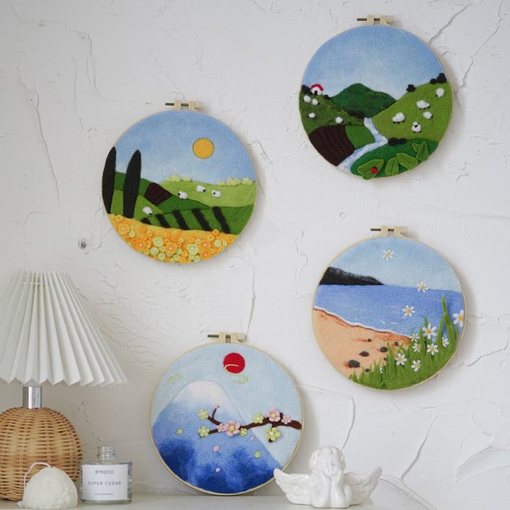 Needle Felting Kit - Sakura Branch in Bloom. Wizardi DIY Wool Craft Kit F07N8-W352