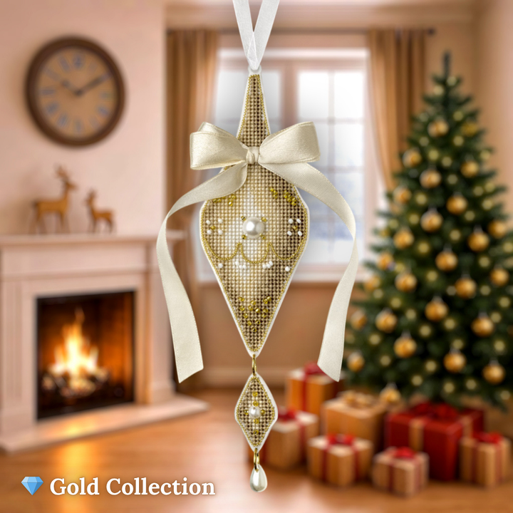 Christmas Ornament - Crystal Icicle Plastic Base Cross-Stitch Kit by Wonderland Crafts FLX-140