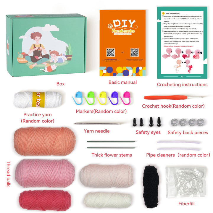 Flamingos Amigurumi DIY Crochet Kit Wizardi F07N8-M205