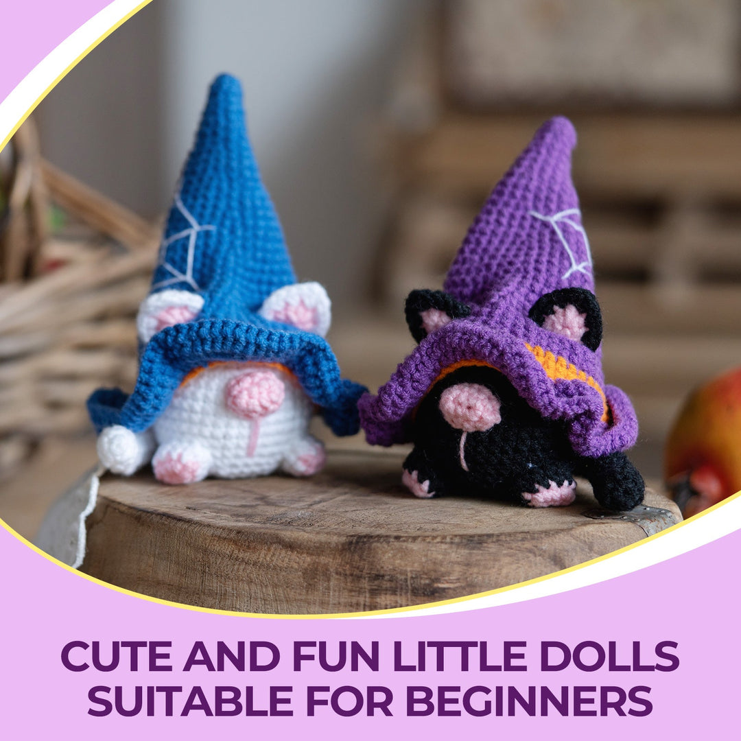 Halloween Cat Gnomes Amigurumi DIY Crochet Kit Wizardi F07N8-M210