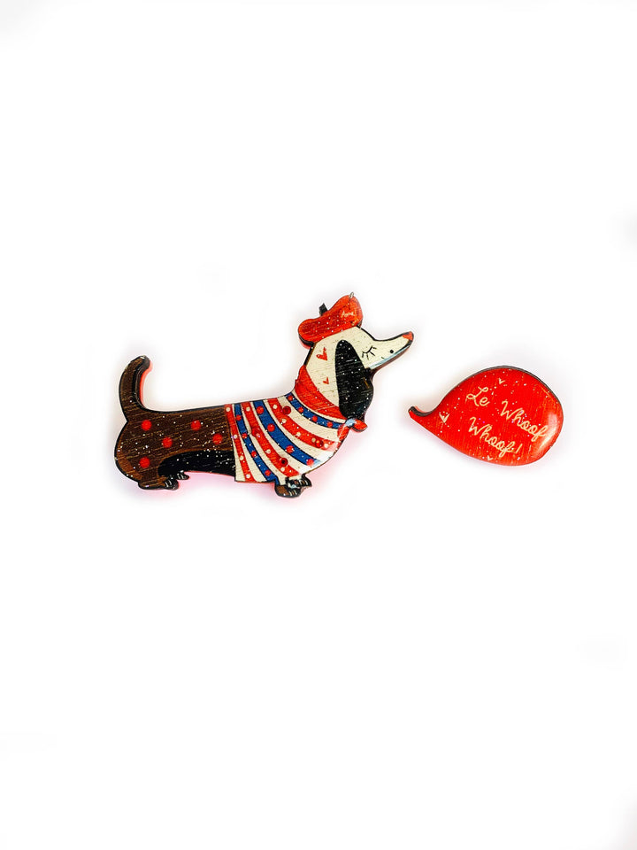 Bonjour Pierre French Dog Brooch by Rosie Rose Parker