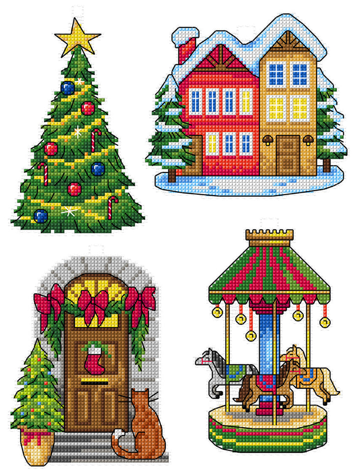 Christmas Village 194CS – Counted cross stitch kit with plastic canvas