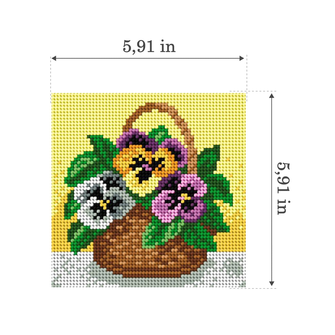 Gobelin canvas for halfstitch without yarn Small Basket of Pansies