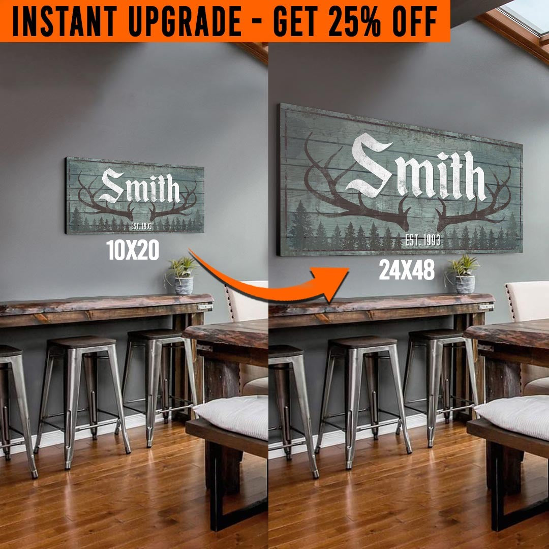 Upgrade Your 'Rustic Family Antler' (Style 2) Canvas To 24x48 Inches