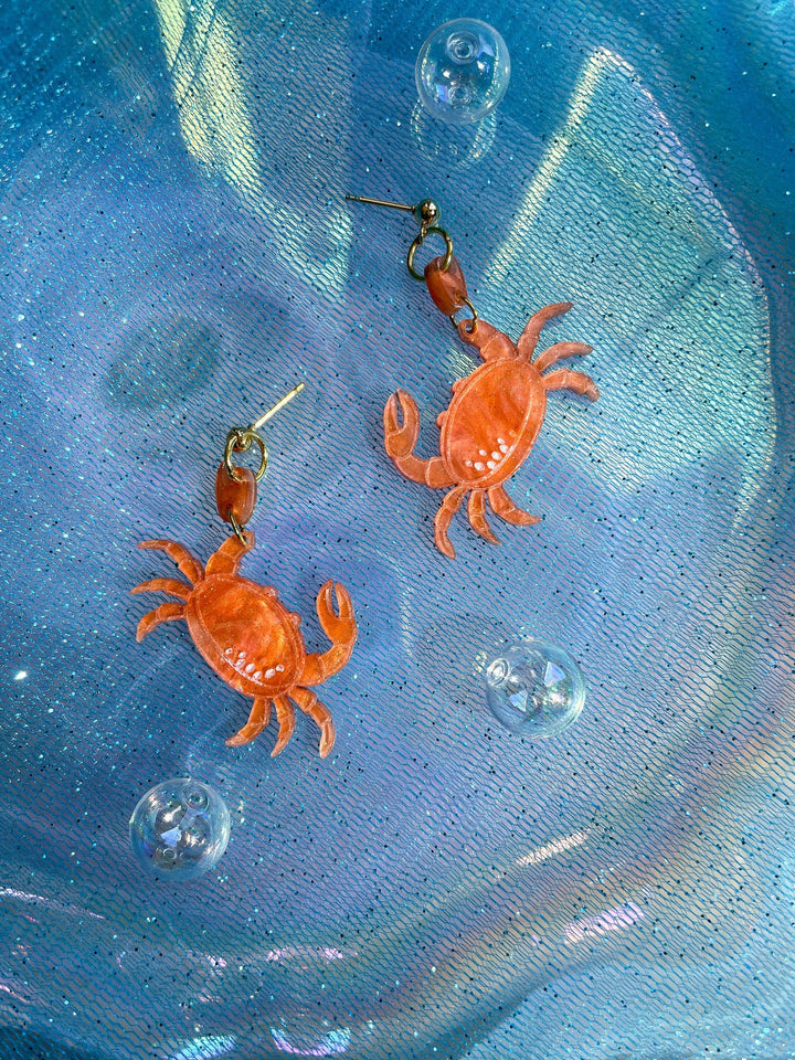 Crawling into Summer Crab Earrings