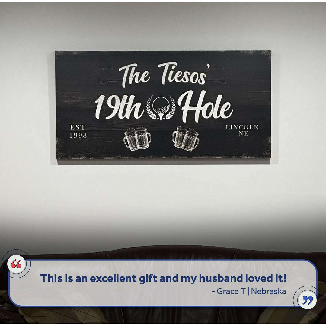 19th Hole Golf Personalized Sign II