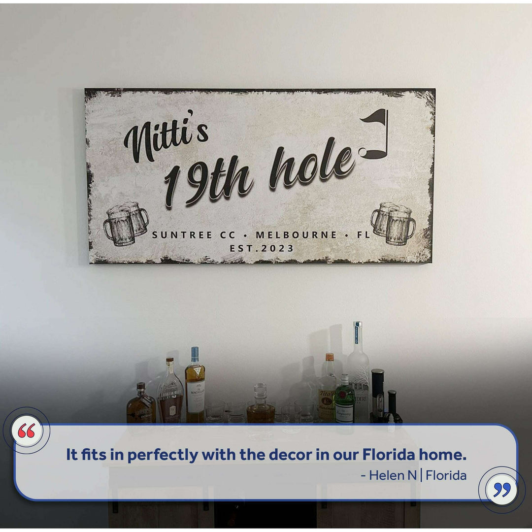 19th Hole Golf Personalized Sign III