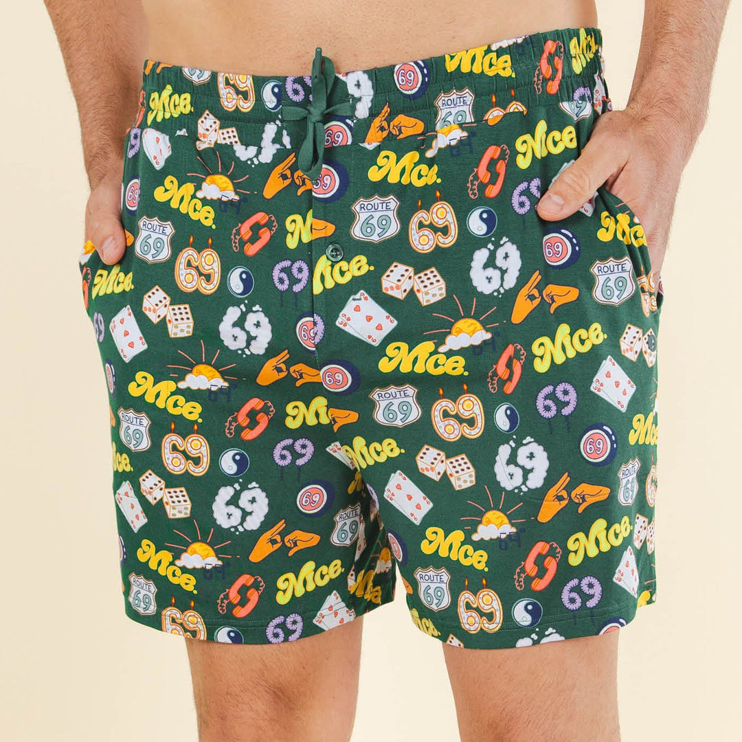 The Wine Dine & 69 | Route 69 Men’s Pajama Shorts