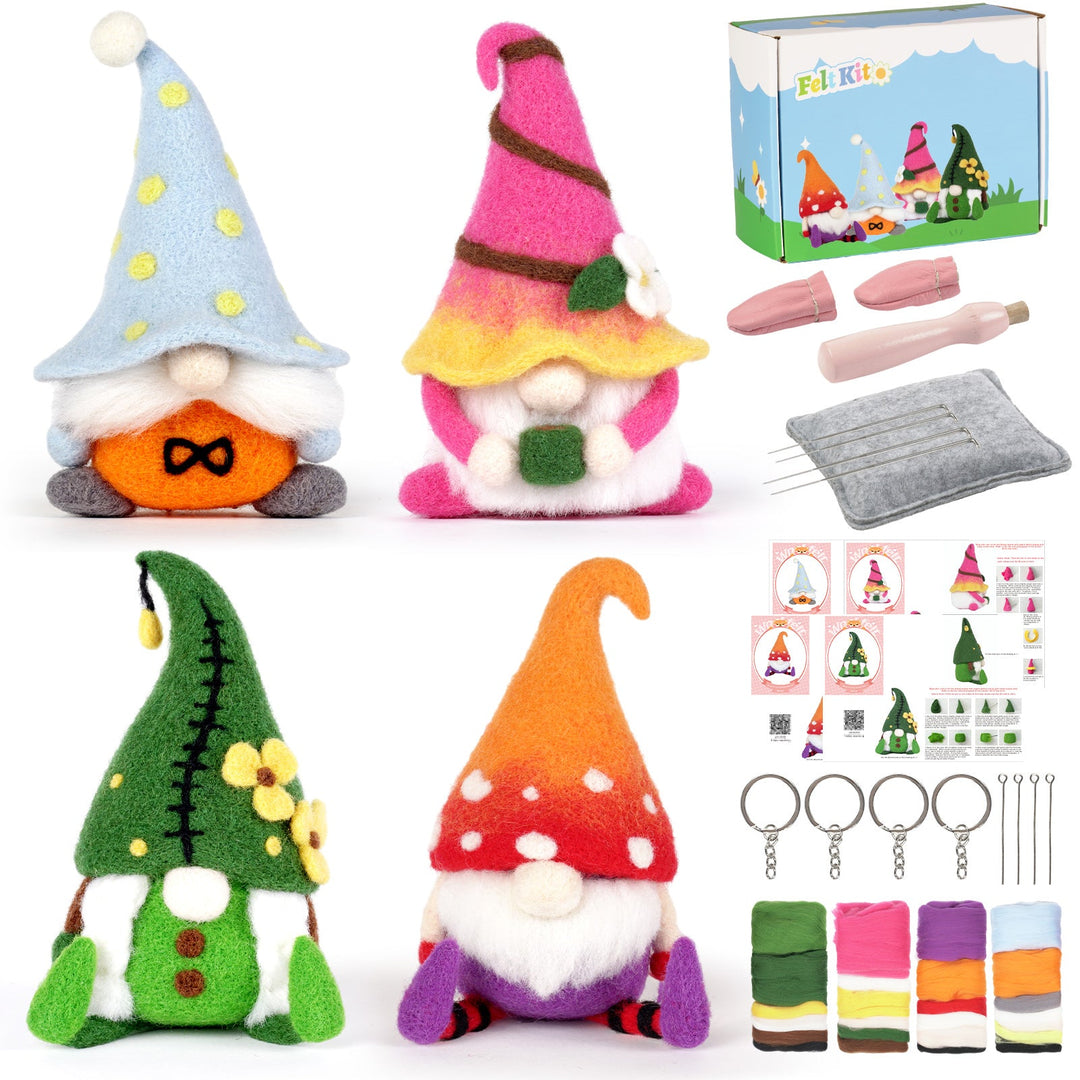 Gnomes Needle Felting Kit. Wizardi DIY Wool Craft F07N8-Z-01