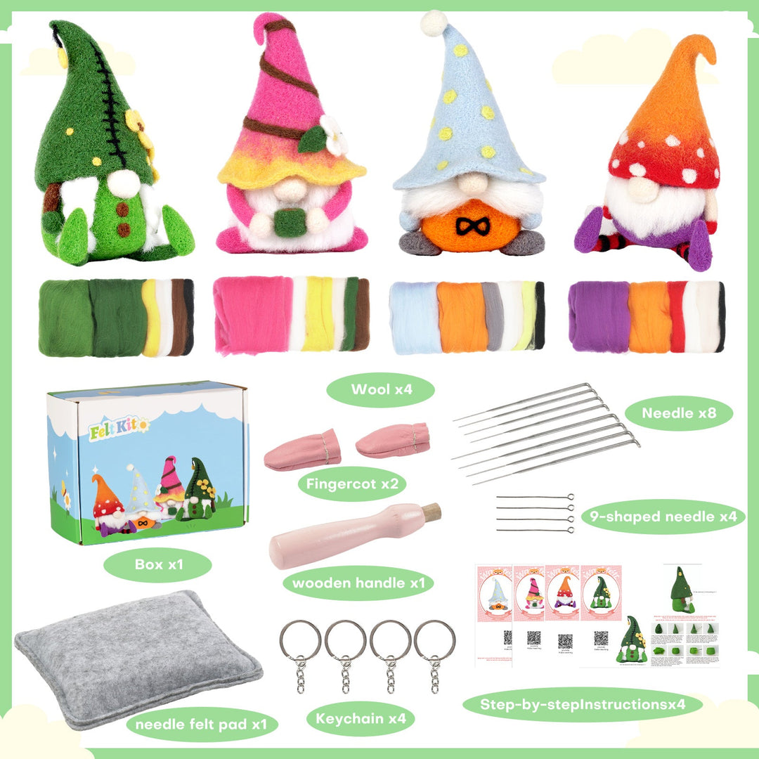 Gnomes Needle Felting Kit. Wizardi DIY Wool Craft F07N8-Z-01