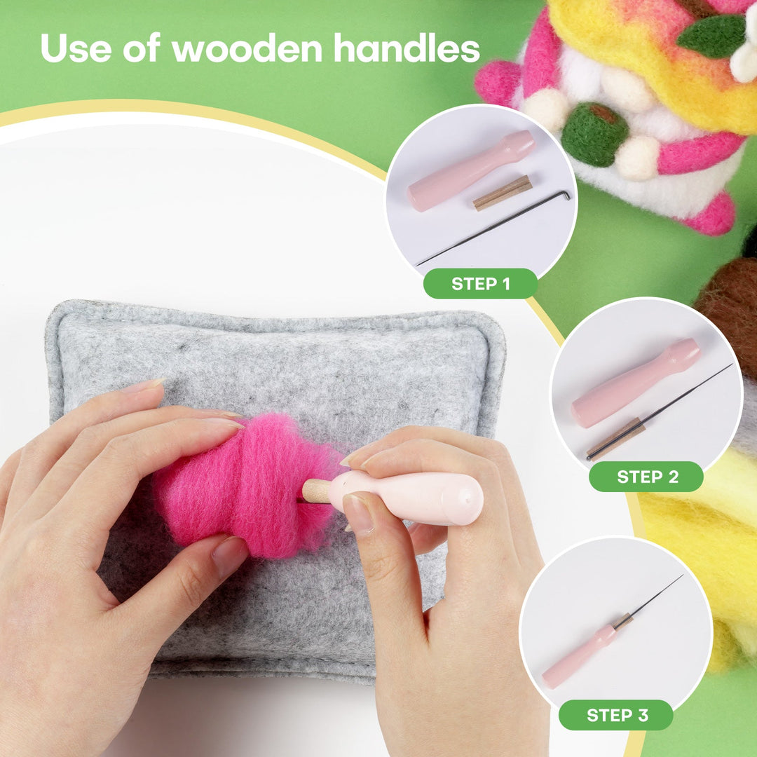 Gnomes Needle Felting Kit. Wizardi DIY Wool Craft F07N8-Z-01