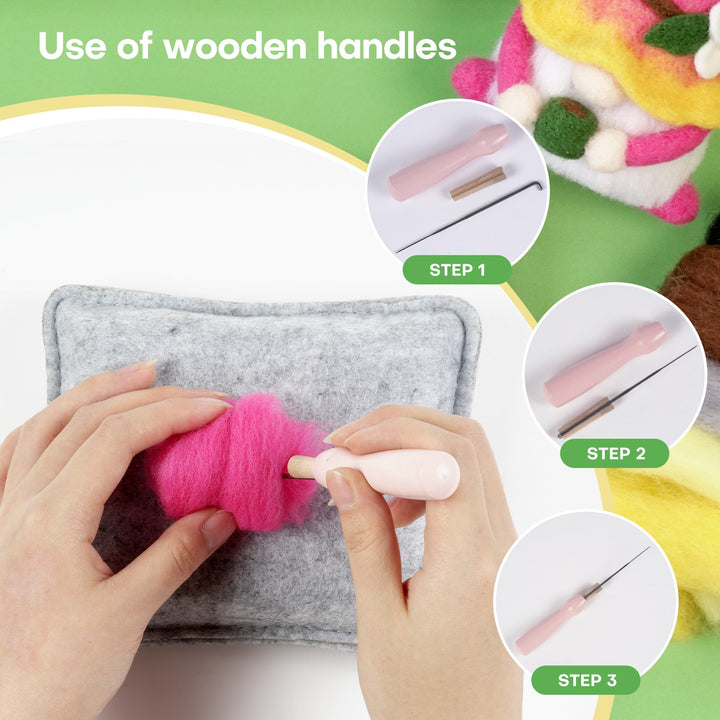 Gnomes Needle Felting Kit. Wizardi DIY Wool Craft F07N8-Z-01