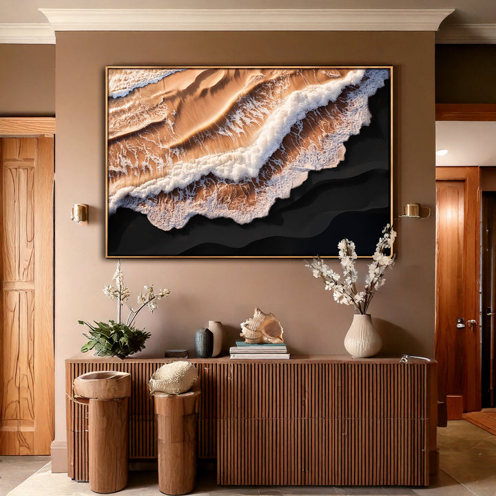 Amber Ocean Waves Wall Art