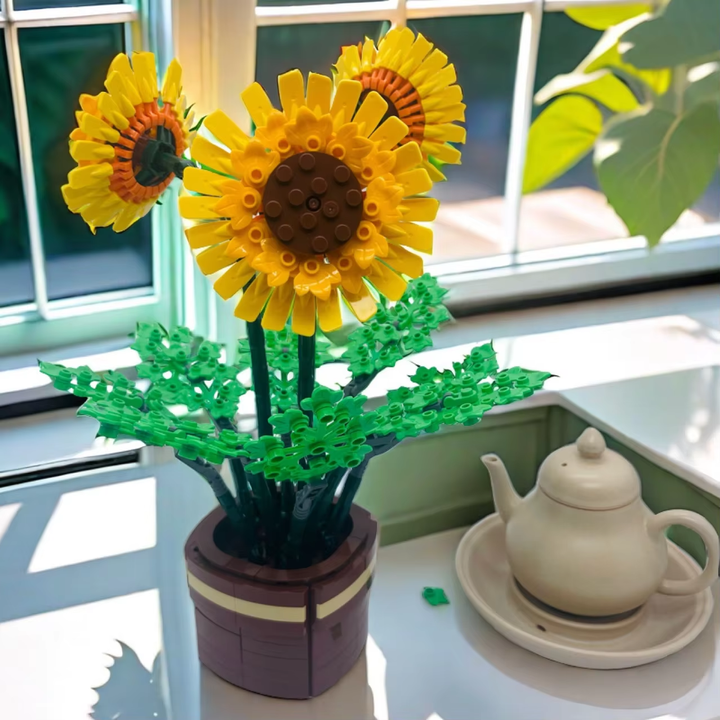 Sunflower Building Brick Potted Plant Kit by Wizardi F07M9-9(101)