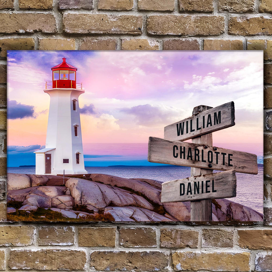 Lighthouse Family Names Sign