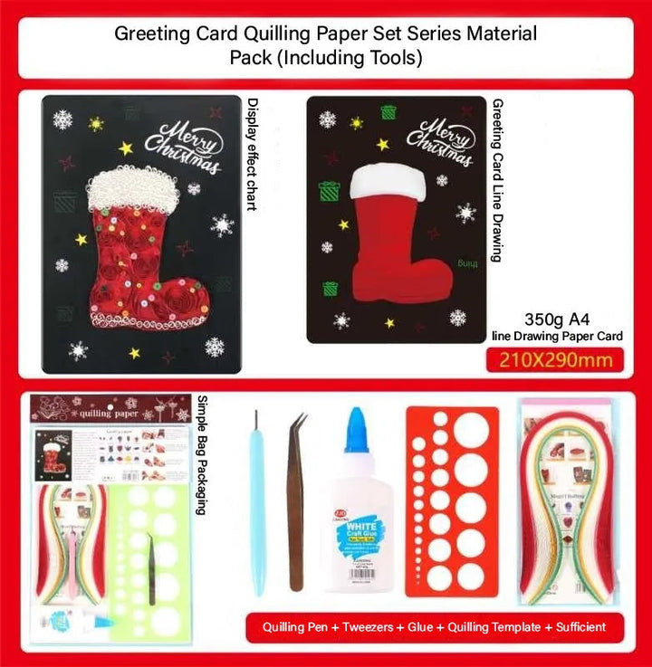 Christmas Sock DIY Making Kit. Paper Quilling Christmas Set F07M3-6-Largestocking